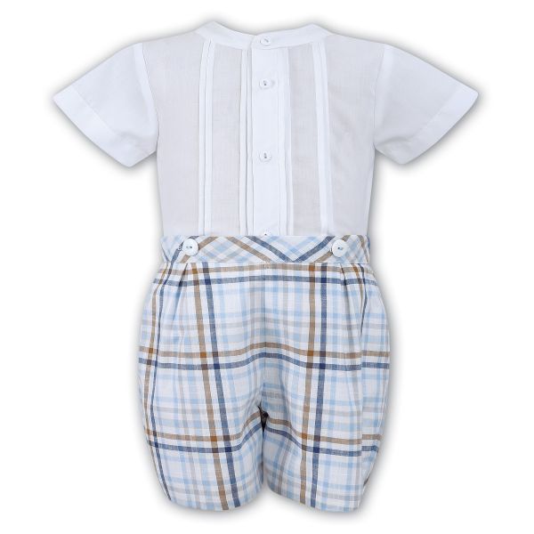 2 Piece Set White & Blue & Beige Christening / Special Occasions Boy Outfit Style 010714