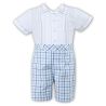 2 Piece Set White & Blue & Navy Christening / Special Occasions Boy Outfit Style 010707