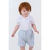 2 Piece Set White & Blue & Navy Christening / Special Occasions Boy Outfit Style 010707