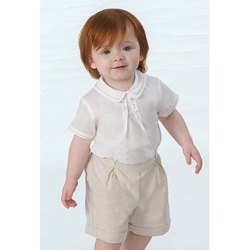 2 Piece Set Ivory & Beige Special Occasions Boy Outfit Style 010704