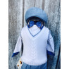 Unusual White and Blue Baby Boy Outfit with Blue Cuffs style MarcelCuffs