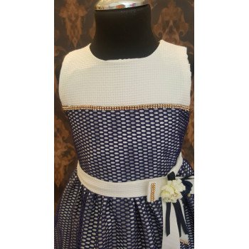 Lovely White /Navy Special Occasion/ Party Dress style 0636