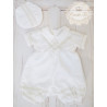 Ivory Vintage Style Embroidered Christening Romper style 14085