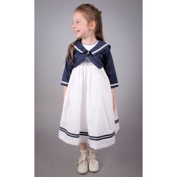 White/Navy Party/Special Occasion dress style 5172