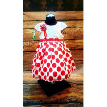 Lovely Special Occasion White and Red Dress style 0596
