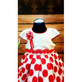 Lovely Special Occasion White and Red Dress style 0596