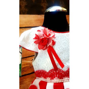 Lovely Special Occasion White and Red Dress style 0596