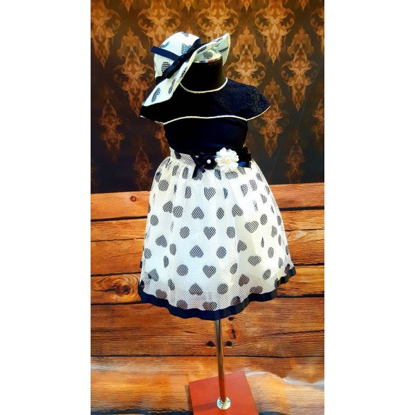 Ivory/Navy Special Occasion Dress with Bonnet Style 0598 Ivory/Navy Special Occasion Dress with Bonnet Style 0598