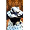 Ivory/Navy Special Occasion Dress with Bonnet Style 0598