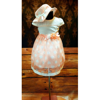 Ivory/Peach Special Occasion Dress with Bonnet Style 0598